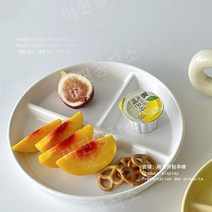 유리 사각 식판 전자레인지 가열 강화유리 칸막이 분할 접시 1인용 식사 플레이팅, 화이트 세라믹 디너 플레이트