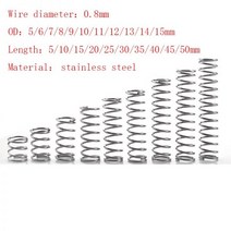 용수철스프링 스테인레스 스틸 소형 압축 스프링 길이 5mm ~ 50mm OD 6mm 7mm 8mm 9mm 10mm 11mm 12mm 13mm 14mm 15mm 0.8mm 로트당 2, 40mm