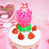 생일축하파티 멜로디 회전 케이크 생일초 연꽃초 IP, 핑크