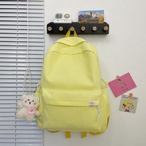 심플한 중학생 책가방 고등학생 백팩 인형 펜던트 대용량