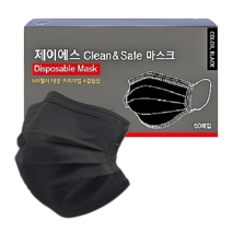 100%국산원단 제이에스 피치핑크 그레이 핑크 화이트 대형 소형 유한킴벌리 원단 컬러마스크, 제이에스 4겹블랙마스크 대형 (공산품)