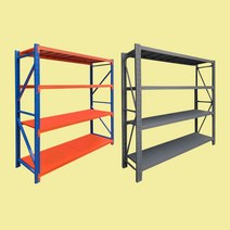 단당하중 200kg 중량랙 하이랙 중량렉 철앵글 메탈 다용도 수납장 창고선반 조립식앵글 철제앵글 랙 렉 무볼트 경량랙 엠보싱앵글, 4단, 가로 2M    (고정 폭0.6m 높2m), [독립형] 그레이