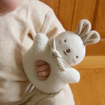 오가닉 딸랑이 인형 손목 손잡이 안전한 딸랑이, 토끼손잡이