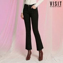 비지트인뉴욕 여성 블랙 울기모 슬림스트레이트 팬츠