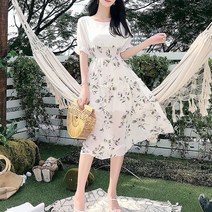 NJSCorp 여자대 스모크밴딩 화사 여름 플라워 A라인 반팔 편안 원피스 프릴 8WA0BE51