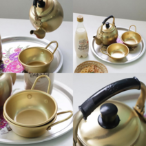 만수무강 커플 막걸리잔세트 양은 막걸리잔 막사발 주전자, 주잔자1L+잔2개