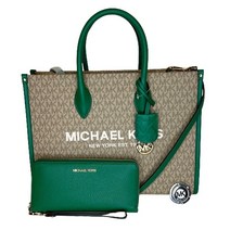 Michael Kors Mirella MD EW 로고 토트백 대형 컨티넨탈 지갑과 지갑 후크 번들 라이트 파우더 블러시