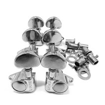 6pcs 기타 머신 헤드 페룰 스일드 부싱 스크류 오른쪽 왼쪽 왼쪽 인라인 잠금 튜너 튜닝 키 페그, 은