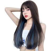 일본 직수입 시크릿 블루 투톤 가발 여성 통가발 귀여운 헤어 코디 내열성 섬유 자연스러운