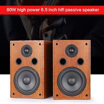 패시브 북쉘프 스피커 80W 고출력 6.5인치 스피커 홈 시어터 고충실도 하이파이, 검은 색