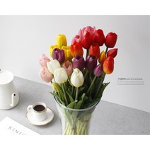 아기사진 스튜디오촬영소품 튤립조화 꽃꽂이 인조식물 컨셉사진 원룸 사진관 신혼집 플랜테리어 꽃송이, 화이트