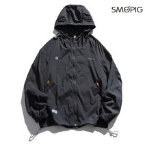 SMOPIG 봄 얇은 캐주얼 야상 루즈핏 후드 바람막이