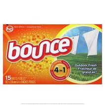 바운스 패브릭 소프트너 건조기시트 15장 Bounce Fabric Softener Dryer Sheets Outdoor Fresh Scent, 1팩