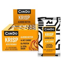 Keto Krisp 캔두 크리스프 - 케토 스낵 바 (12팩 초콜릿 라즈베리) 저탄수화물 저설탕 고프로틴 글루텐 프리 크리스피 완벽하게 맛있고 한 식사 대용품, Almond Butter, 12 Count (Pack of 1)