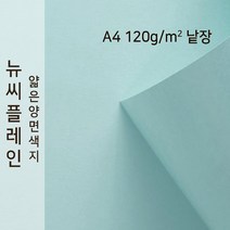 뉴씨플레인 종이문화 얇은 양면색지 120g A4 낱장 1매 No.05 연하늘색, 1장