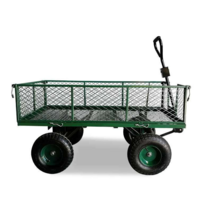 농업용 손수레 구루마 4륜 카트 가정용 철제 웨건, 89x50x22cm 녹색 농업용 카트 공압휠