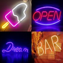 셀프 LED 네온사인 간판 무드등 홈포차 감성포차 네온바 홈바조명 캠핑문패, DREAM(블루)