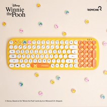 디즈니 무선키보드 곰돌이 푸 피글렛 풀버젼 레트로 캐릭터 저소음, 곰돌이 푸(노랑)