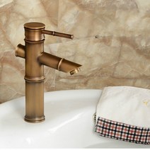 Antique Retro Hot Cold Water Bathroom Counter Basin Bamboo Waterfall Basin Copper Faucet Specifications:Early 2 Knots, 상세페이지 참조