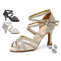 댄스 스포츠화 라인 댄스화 사교 재즈 플로어 댄스 슈즈, 상세 페이지 참고, 36 블랙 6cm 힐 (실내 퍼솔)