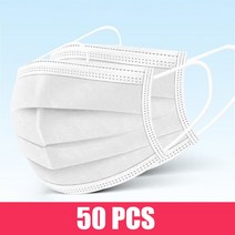 10/50/100/200PCS 일회용 마스크 Earloop 핑크 Bule 블랙 화이트 입 3 레이어 Meltblown 부직포 통기성 얼굴, 06 50PCS-White