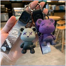 론조모니 2개 밴딩 슬래시 곰돌이 키링, 그레이핀 1개+드림퍼플 1개