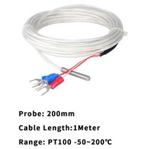 온도센서 PT100 온도 센서 프로브-50 ~ 200 도 K 타입 열전대 트랜스미터 304 스테인레스 스틸 프로브 0-5m 케이블, 200-1