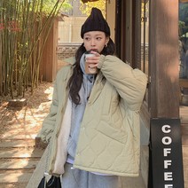 떳다그녀 마빈 오버핏 카라 양털 누빔 패딩