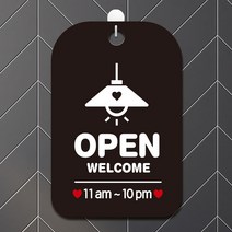 OPEN WELCOME(11am-10pm) 사각안내판 알림판 블랙, 단품