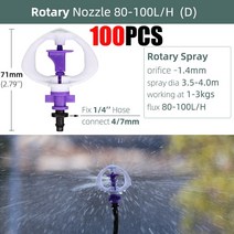 90/180/360 Degree Greenhouse Watering Sprinkler Dripper Irrigation Adjustable Mist Emitters Stake Mi, [04] D100PCS