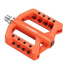 ROCKBROS 산악 자전거 페달 미끄럼 방지 9/16인치 플랫폼 플랫 로드 마운틴 BMX MTB, 주황색, 1개