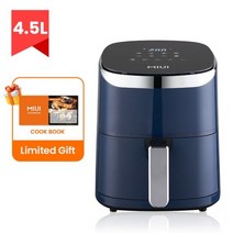 MIUI 4.5L/5L 에어 프라이어 오일이 없는 열풍 전기 프라이어 창 및 터치 스크린 포함 홈 스퀘어 딥 프라이어 오션 하트, 4.5l Ocean Blue, Uk