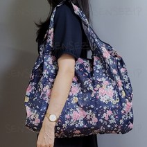 센스집 휴대용 접이식 장바구니 XL사이즈 빅사이즈 보조백, XL22_블루 은은한꽃