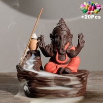 새차고사 석불 불상 ganesha backflow incense burner 코끼리 콘, ab2 레드 20콘
