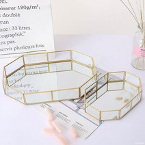 일호 장신구 골드테두리 팔각 글래스 트레이, 골드테두리팔각글래스트레이(소)