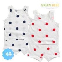 그린베베 국내생산 영유아용 여름 배앓이 방지 퐁퐁 모달내의(나시)