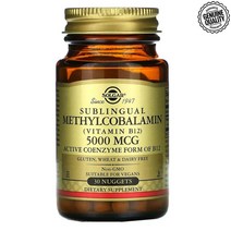 Solgar 메틸 코발라민(비타민 B12) 5000 mcg 30 너겟, 30정, 1개