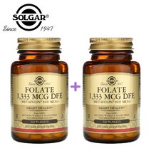 (1+1) 솔가 엽산 800 mcg 메타폴린 solgar 폴산 활성형엽산 수용성 비타민 B군 100정 2팩