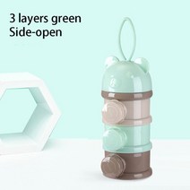 간식메이커 붕어빵기계 와플기계3/4 레이어 곰 스타일 휴대용 유아식 저장 상자 필수 시리얼 만화 우유, green-side open-3