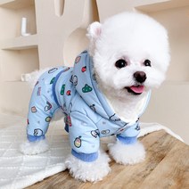 소형 견 큰 개 강아지 겨울 패딩 옷 방한복 의류 따뜻한 집 보온 특대 장식 모자 기모, D. 블루_S