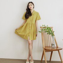 헤링본 여성 여름 반팔 롱 미니 원피스 카라 셔츠 러블리 데일리룩 루즈핏 빅사이즈 HE063