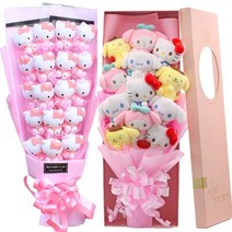 anime hello kitty plush toy my 멜로디 cinnamoroll 웨딩 호의 생일 선물 귀여운 헬로 키티 인형 꽃다발 발렌타인 선물 장난감, 상자 없이, n-18