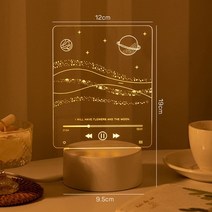 미니칠판 노트보드 전자메모 LED 야간메모장 2022 크리 에이 티브 투명 usb 아크릴 데일리 메시지 나무 스탠드 홀더 led 램프 쓰기 패드 알림, g