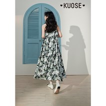 KUOSE 플로럴 백리스 선드레스 원피스 쿠오세