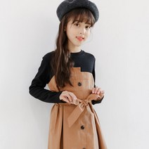 아자브키즈 캐럿 배색 원피스
