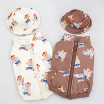 유앤펫 강아지옷 코코 베어 기모 집업 조끼 중형견 대형견 옷, 아이보리