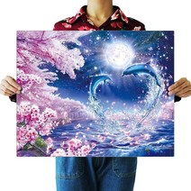 FASEN 보석십자수 DIY 키트 40 x 50 cm, ZSL002벚꽃돌고래