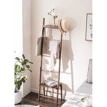 선반 원목 사다리행거 옷걸이 코트랙 우드 스탠드, 월넛 컬러