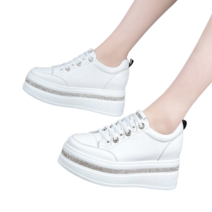 도오빠 데에쿠 여성 키높이 스니커즈 운동화 가죽 8CM 통굽 큐빅 반짝이 여자스니커즈 스포츠 신발