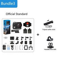 액션캠 바디캠 akaso go ek7000 pro 4k 16 mp hd 액션 카메라 °, 번들3, 64GB u3 카드로